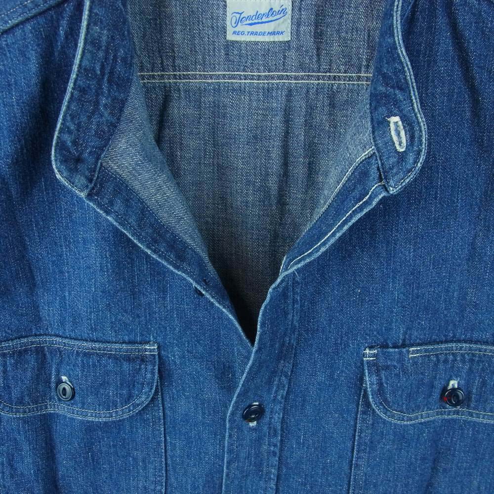 TENDERLOIN テンダーロイン T-DENIM STAND SHT デニム スタンドカラー 長袖 シャツ インディゴブルー系 L【中古】