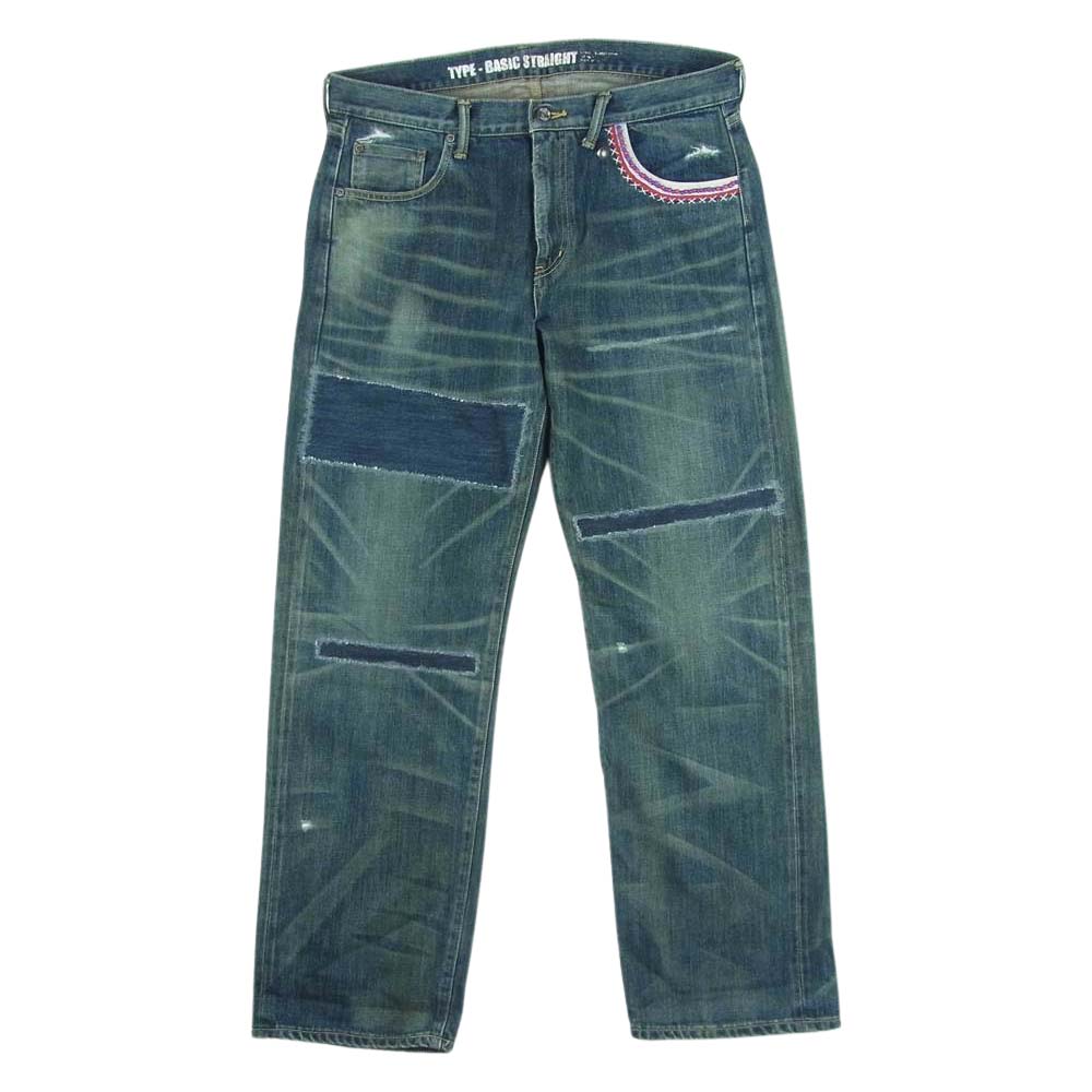 NEIGHBORHOOD ネイバーフッド 11AW 112DCNH-PTM11 BEADED SAVAGE MID ビーズ サベージ デニム パンツ インディゴブルー系 L【中古】