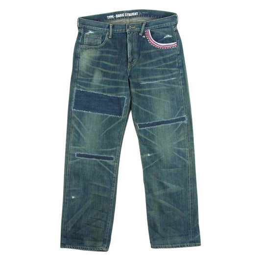 NEIGHBORHOOD ネイバーフッド 11AW 112DCNH-PTM11 BEADED SAVAGE MID ビーズ サベージ デニム パンツ インディゴブルー系 L【中古】