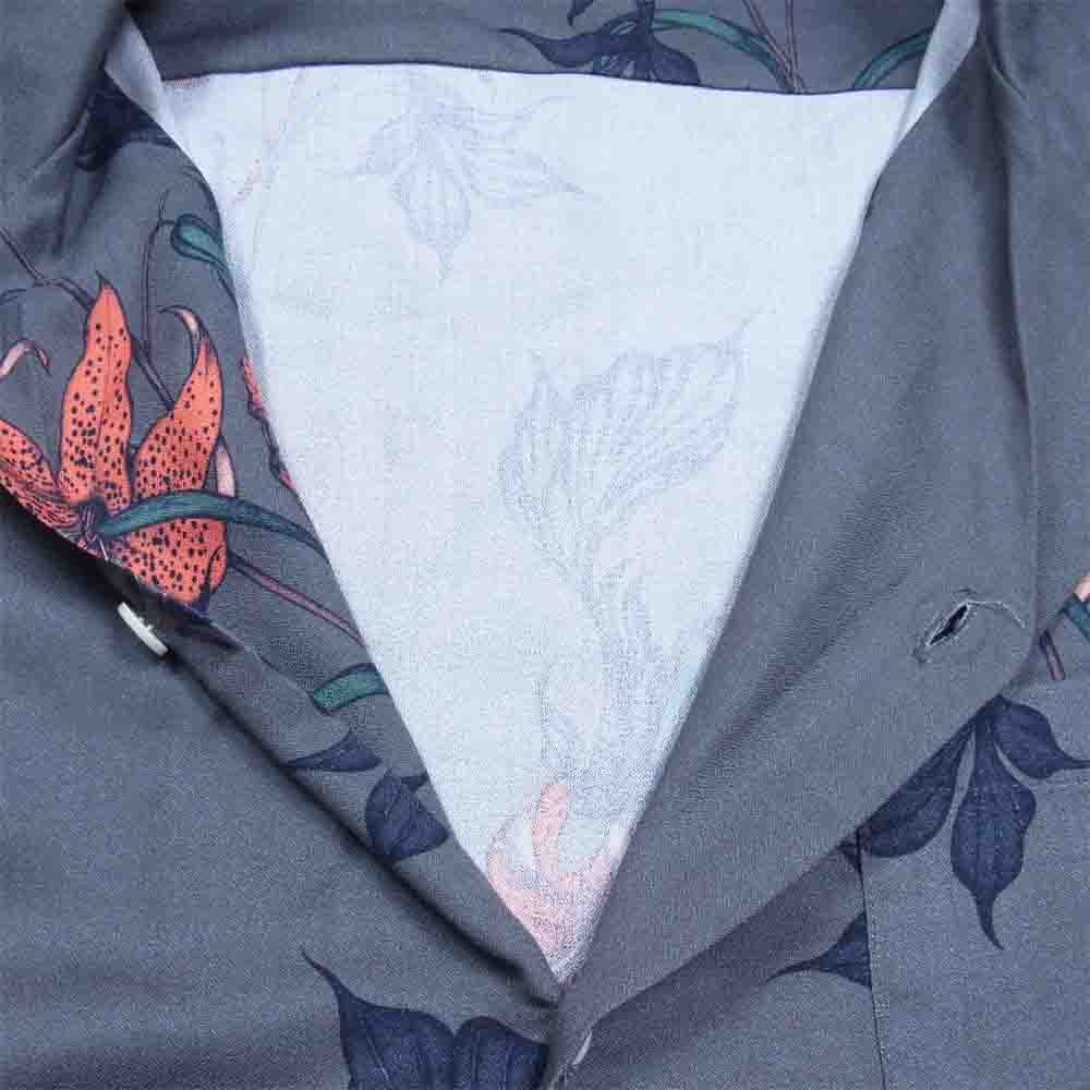 CALEE キャリー × 村上実帆 21SS MIHO MURAKAMI ALLOVER FLOWER PATTERN S/S SHIRT ハワイアン アロハ シャツ ダークグレー系 XL【美品】【中古】