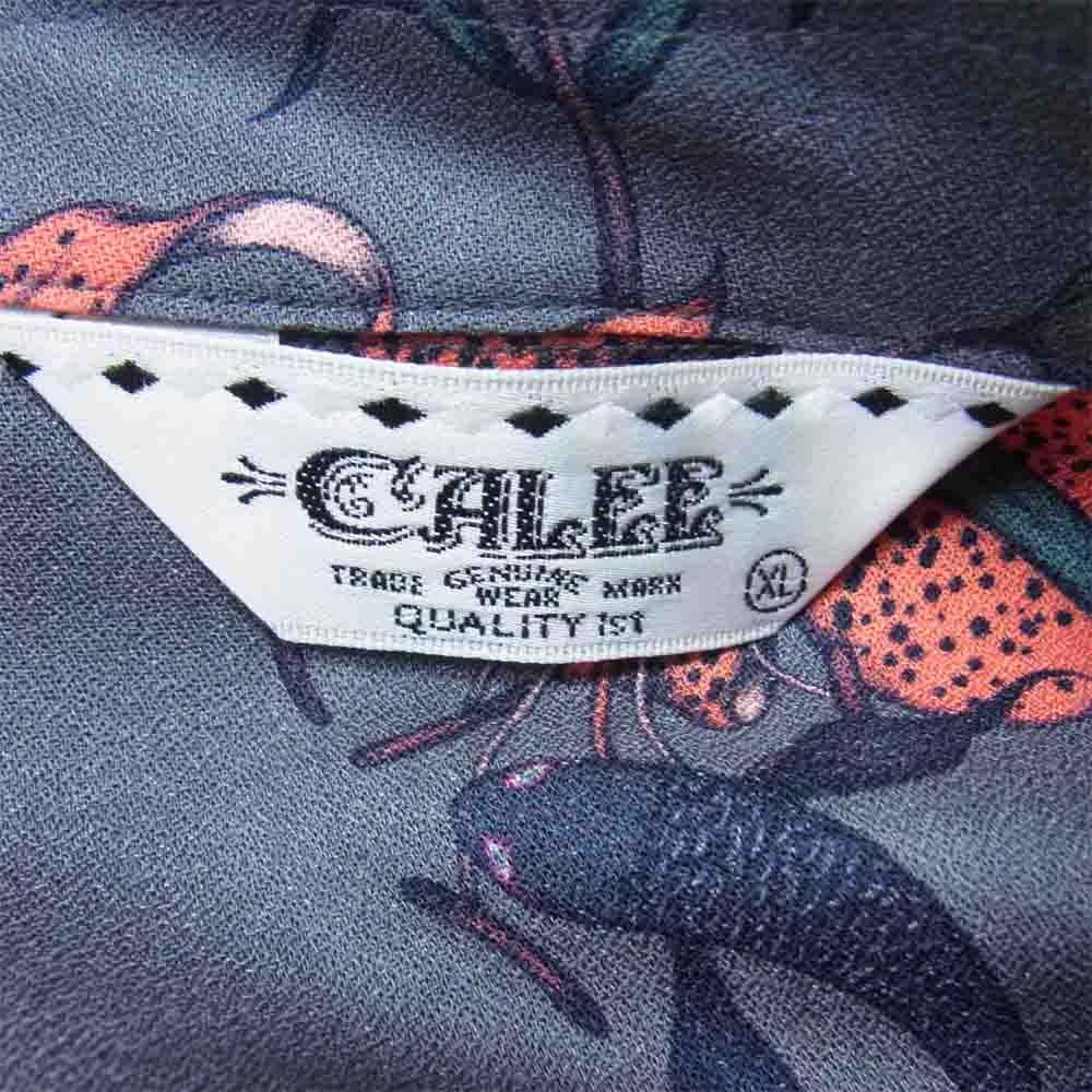 CALEE キャリー × 村上実帆 21SS MIHO MURAKAMI ALLOVER FLOWER PATTERN S/S SHIRT ハワイアン アロハ シャツ ダークグレー系 XL【美品】【中古】