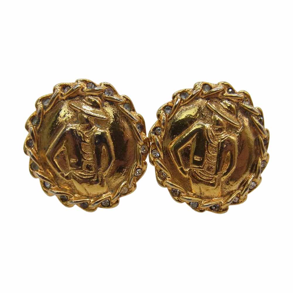 CHANEL シャネル マドモアゼル ラインストーン イヤリング ゴールド系【中古】