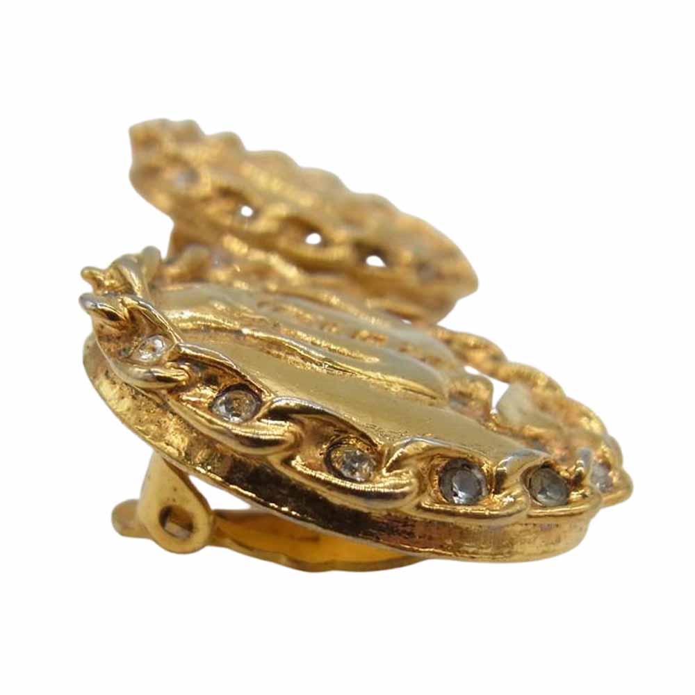 CHANEL シャネル マドモアゼル ラインストーン イヤリング ゴールド系【中古】
