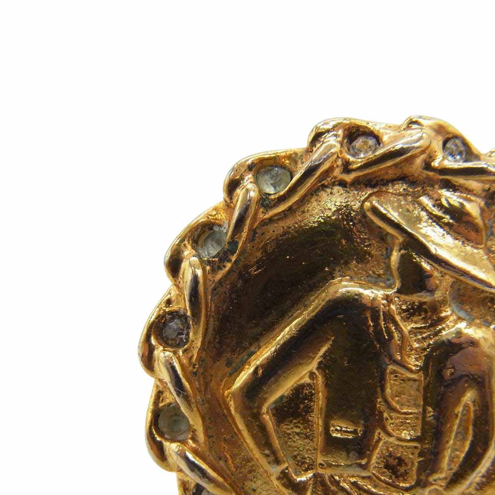 CHANEL シャネル マドモアゼル ラインストーン イヤリング ゴールド系【中古】