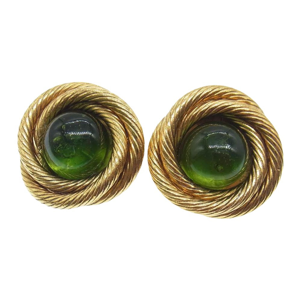 CHANEL シャネル グリーン カラーストーン イヤリング ゴールド系 グリーン系【中古】