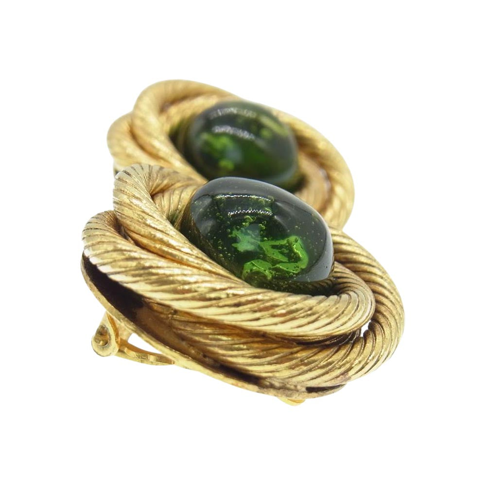 CHANEL シャネル グリーン カラーストーン イヤリング ゴールド系 グリーン系【中古】