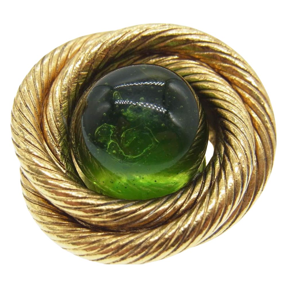 CHANEL シャネル グリーン カラーストーン イヤリング ゴールド系 グリーン系【中古】