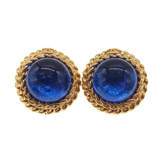 CHANEL シャネル GP ブルー カラーストーン イヤリング ゴールド系 ブルー系【中古】