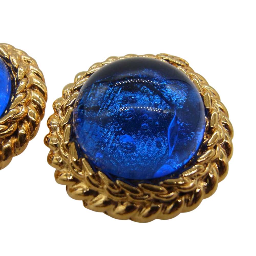 CHANEL シャネル GP ブルー カラーストーン イヤリング ゴールド系 ブルー系【中古】