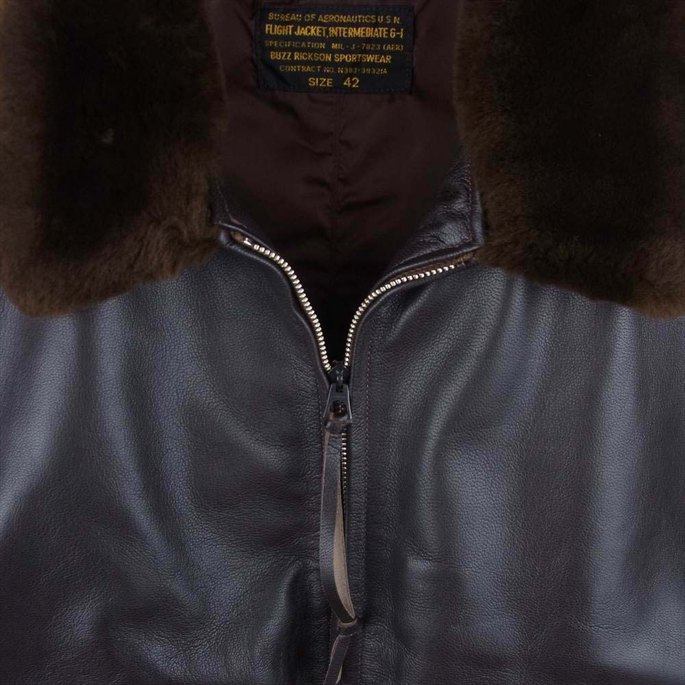 Buzz Rickson's バズリクソンズ BR80145 TYPE Leather Flight Jacket タイプ G-1 レザー フライト ジャケット ダークブラウン系 42【美品】【中古】