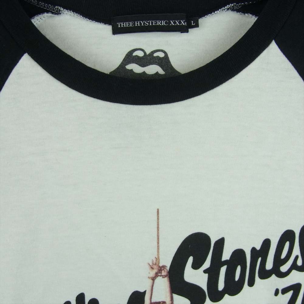 HYSTERIC GLAMOUR ヒステリックグラマー 20AW 06203CL03 THEE HYSTERIC XXX Rolling Stone ローリングストーンズ ラグラン カットソー ブラック系 ホワイト系 L【美品】【中古】