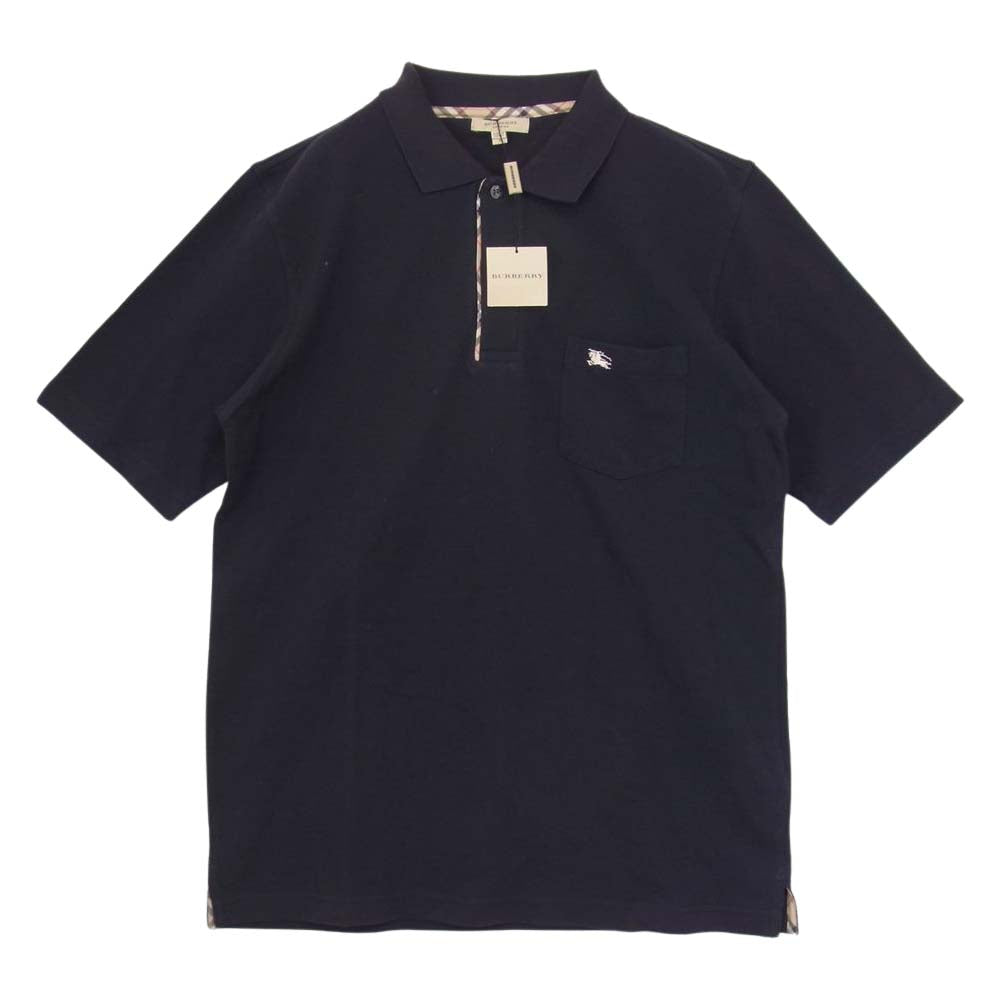 BURBERRY バーバリー LONDON ノヴァチェックパイピンズ ポロ シャツ  ネイビー系 S【新古品】【未使用】【中古】
