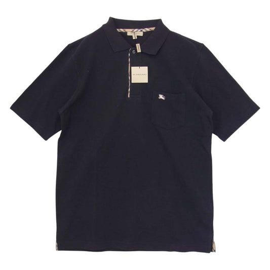 BURBERRY バーバリー LONDON ノヴァチェックパイピンズ ポロ シャツ  ネイビー系 S【新古品】【未使用】【中古】