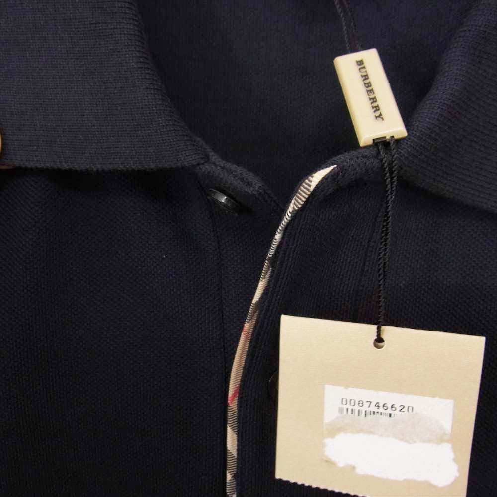 BURBERRY バーバリー LONDON ノヴァチェックパイピンズ ポロ シャツ  ネイビー系 S【新古品】【未使用】【中古】