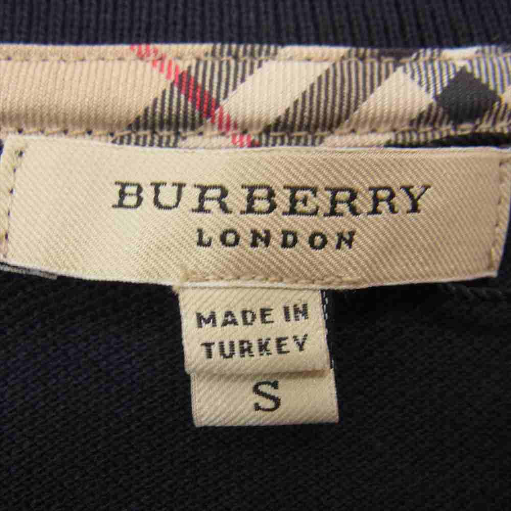 BURBERRY バーバリー LONDON ノヴァチェックパイピンズ ポロ シャツ  ネイビー系 S【新古品】【未使用】【中古】