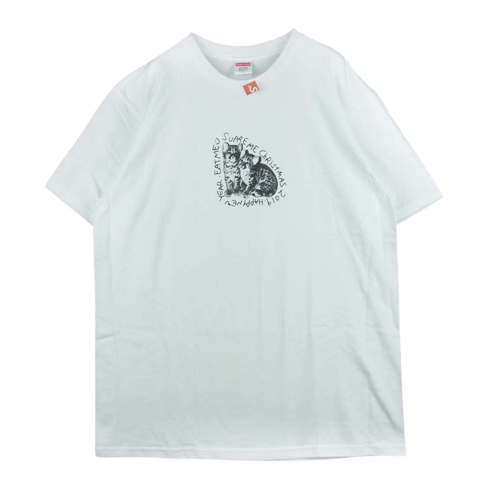 Supreme シュプリーム 19AW Eat Me Tee 猫 ネコ プリント 半袖 Tシャツ ホワイト系 L【新古品】【未使用】【中古】