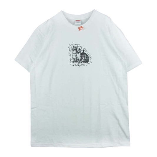 Supreme シュプリーム 19AW Eat Me Tee 猫 ネコ プリント 半袖 Tシャツ ホワイト系 L【新古品】【未使用】【中古】