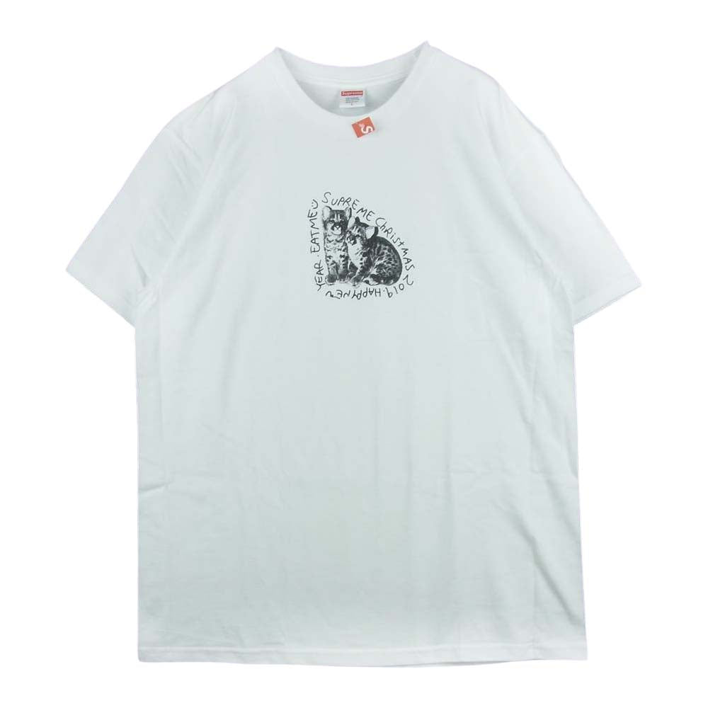 【希少デザイン】シュプリーム センターロゴ キャット 猫 即完売モデル Tシャツ