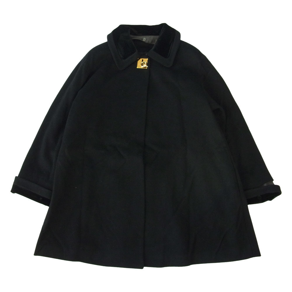 ハイパー マジック 襟 袖 着脱可能 カシミヤ混 ウール ロング コート ネイビー系【中古】