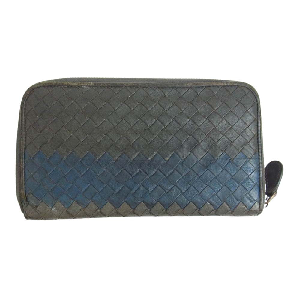 BOTTEGAVENETA ボッテガヴェネタ B05691186M イントレチャート ラウンドジップ ウォレット ダークブラウン系【中古】