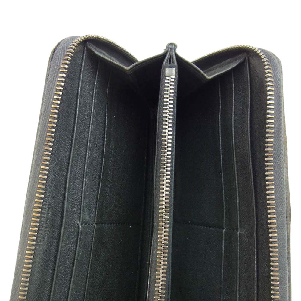 BOTTEGAVENETA ボッテガヴェネタ B05691186M イントレチャート ラウンドジップ ウォレット ダークブラウン系【中古】