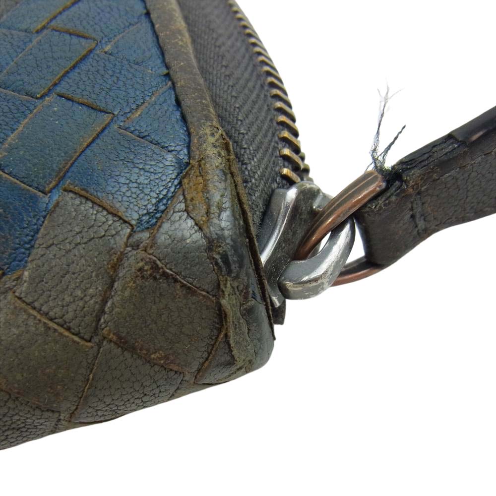BOTTEGAVENETA ボッテガヴェネタ B05691186M イントレチャート ラウンドジップ ウォレット ダークブラウン系【中古】