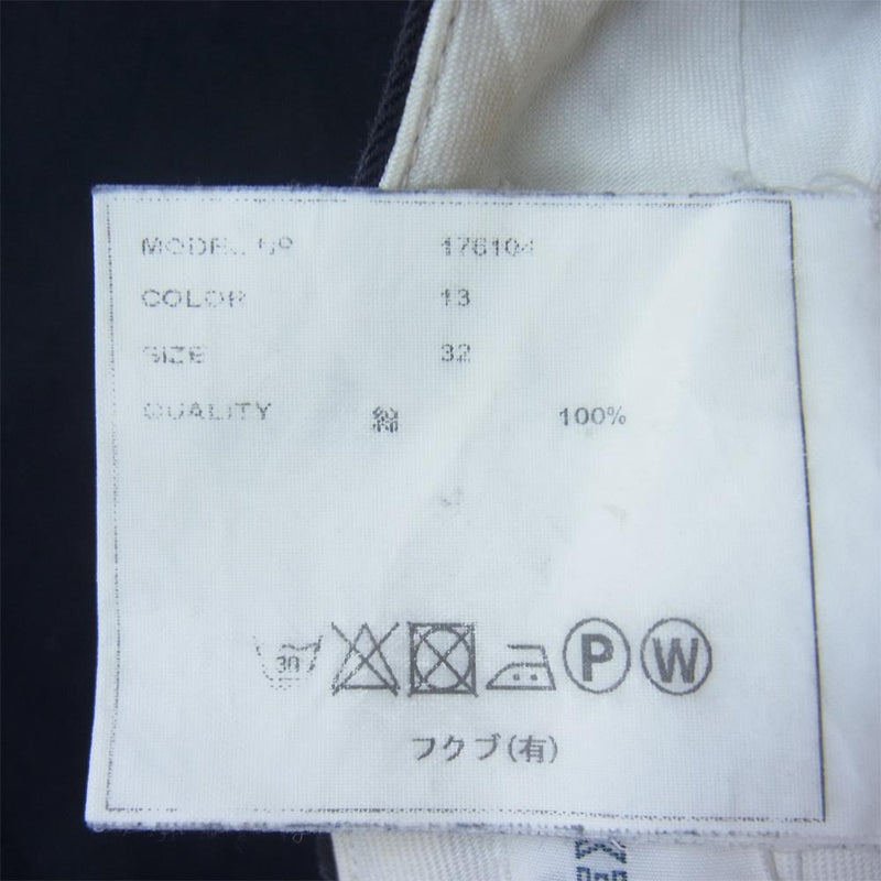 YAECA ヤエカ 176104 CHINO CLOTH PANTS WIDE TAPERED ワイドテーパード チノパンツ ダークネイビー系 32【中古】