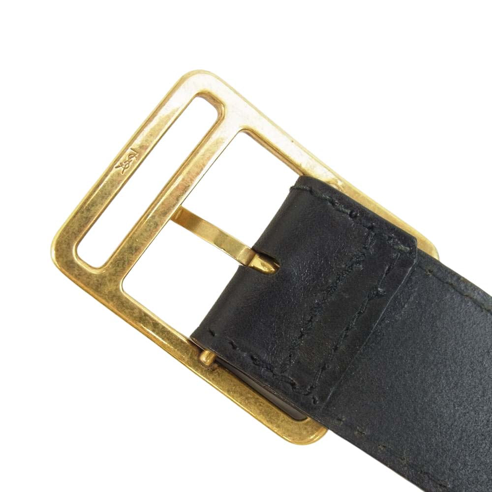 YVES SAINT LAURENT イヴサンローラン レザー ベルト ブラック系【中古】