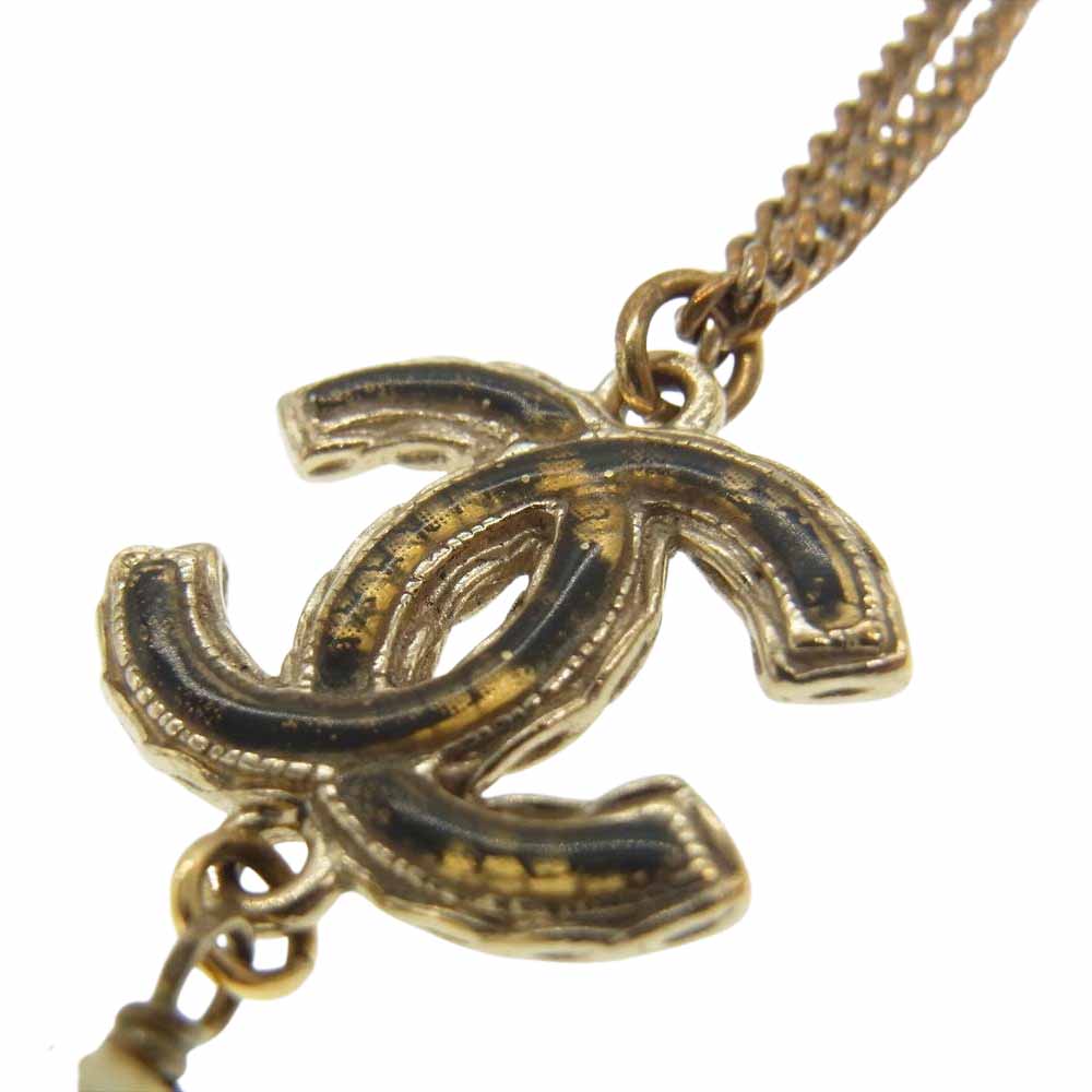 CHANEL シャネル A13P ココマーク フェイクパール ネックレス ゴールド系【中古】