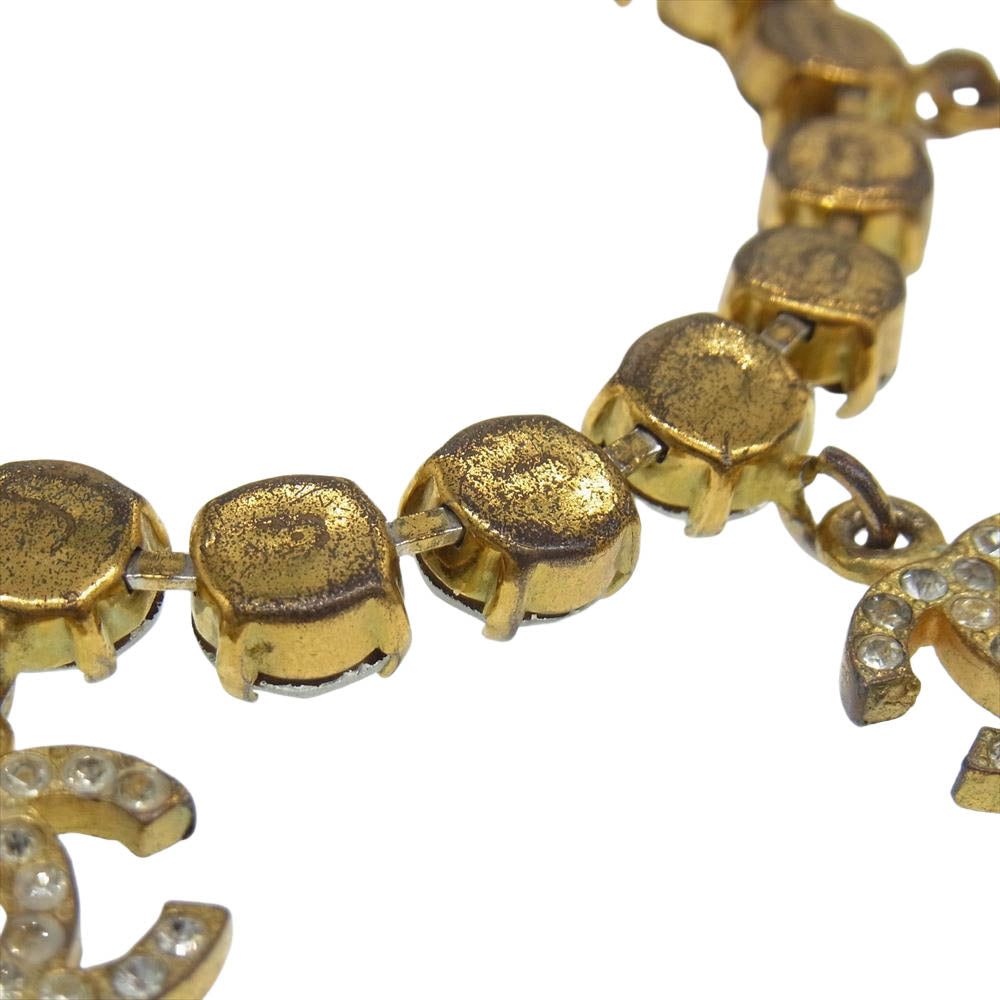 CHANEL シャネル 95P ココマーク ビジュー ラインストーン ブレスレット ゴールド系【中古】