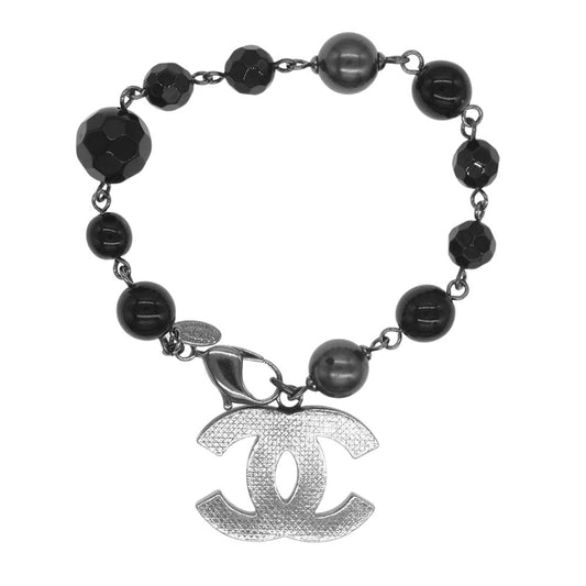 CHANEL シャネル A13V ココマーク フェイクパール ビーズ ブレスレット ブラック系【中古】