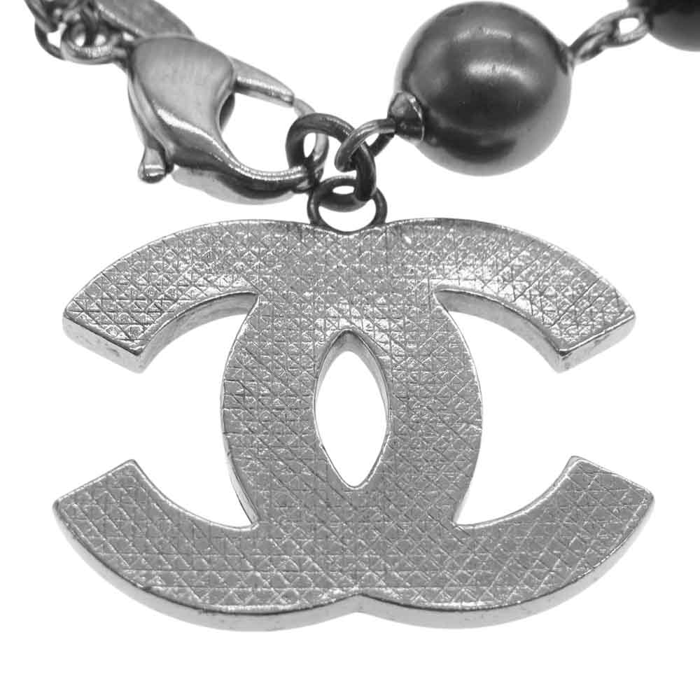 CHANEL シャネル A13V ココマーク フェイクパール ビーズ ブレスレット ブラック系【中古】