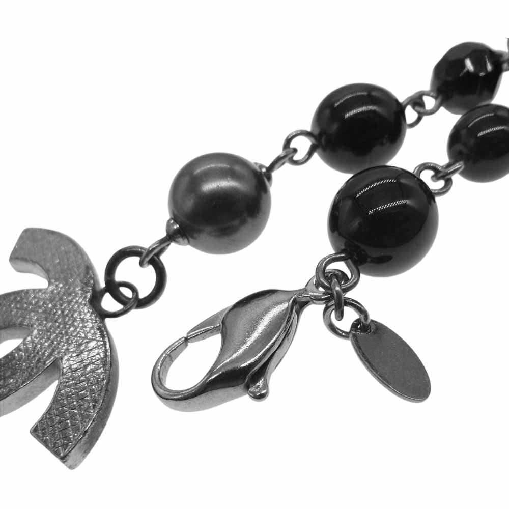 CHANEL シャネル A13V ココマーク フェイクパール ビーズ ブレスレット ブラック系【中古】