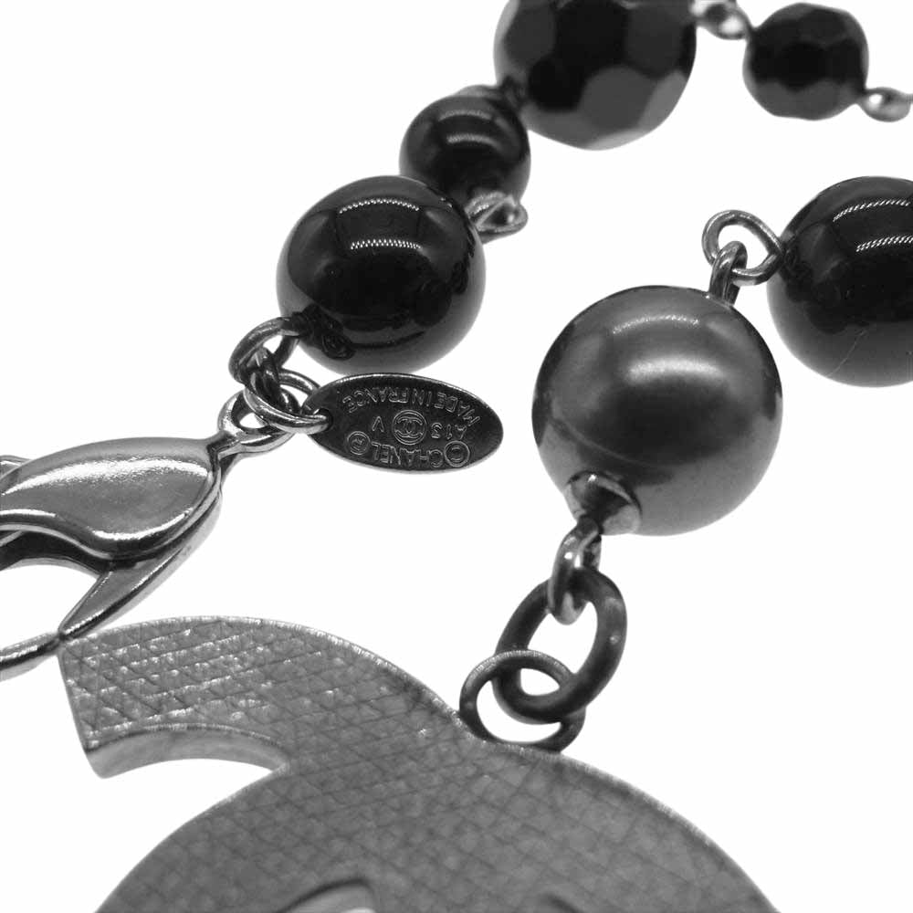 CHANEL シャネル A13V ココマーク フェイクパール ビーズ ブレスレット ブラック系【中古】