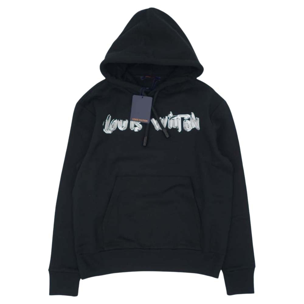 LOUIS VUITTON ルイ・ヴィトン 国内正規品 22SS 1A9SVO LV グラフィック ロゴ フーディ ブラック系 ホワイト系 S【極上美品】【中古】