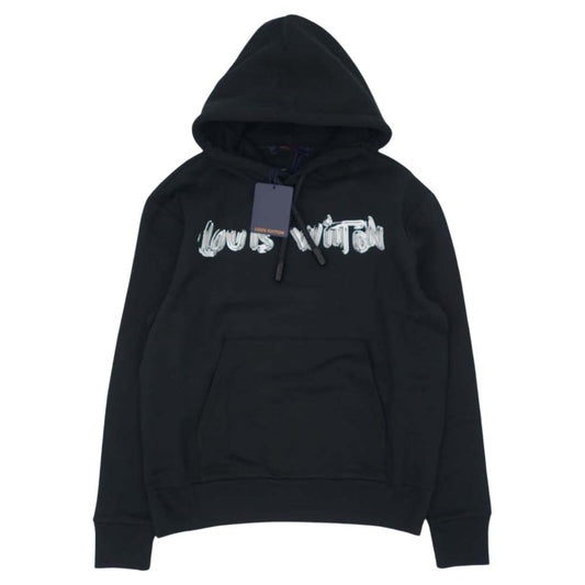 LOUIS VUITTON ルイ・ヴィトン 国内正規品 22SS 1A9SVO LV グラフィック ロゴ フーディ ブラック系 ホワイト系 S【極上美品】【中古】