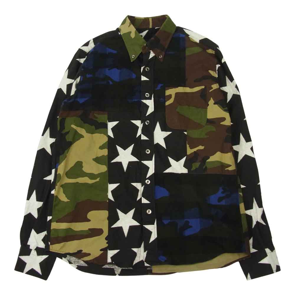 SOPHNET. ソフネット SOPH-156016 MULTI MIX FLANNEL B.D SHIRT マルチ ミックス 再構築 フランネル ボタンダウン シャツ S【中古】