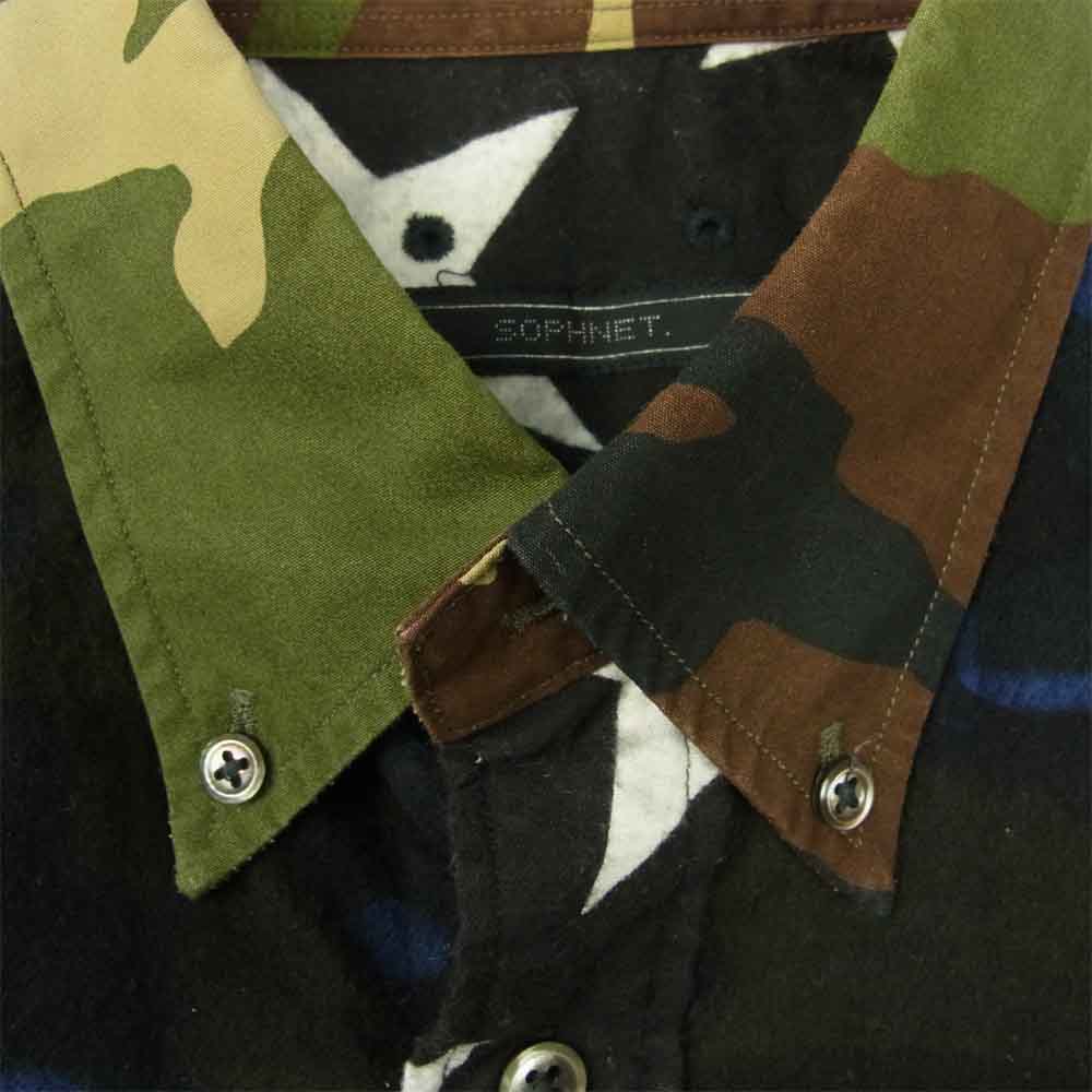 SOPHNET. ソフネット SOPH-156016 MULTI MIX FLANNEL B.D SHIRT マルチ ミックス 再構築 フランネル ボタンダウン シャツ S【中古】