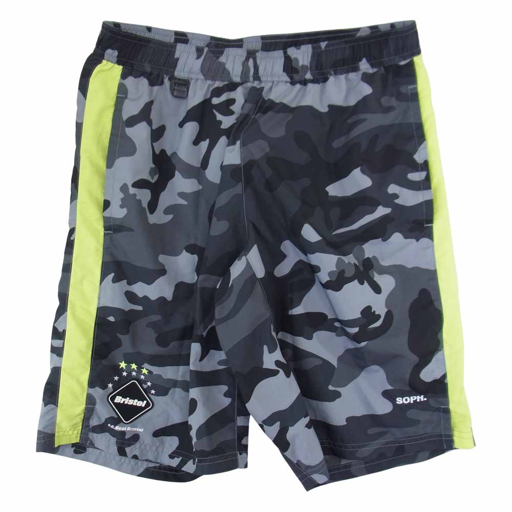 F.C.R.B. エフシーアールビー FCRB-170008 CAMOUFLAGE PRACTICE SHORT カモフラージュ プラクティス ショーツ ハーフ パンツ グレーカモ×蛍光イエロー グレー系 S【中古】