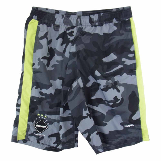 F.C.R.B. エフシーアールビー FCRB-170008 CAMOUFLAGE PRACTICE SHORT カモフラージュ プラクティス ショーツ ハーフ パンツ グレーカモ×蛍光イエロー グレー系 S【中古】