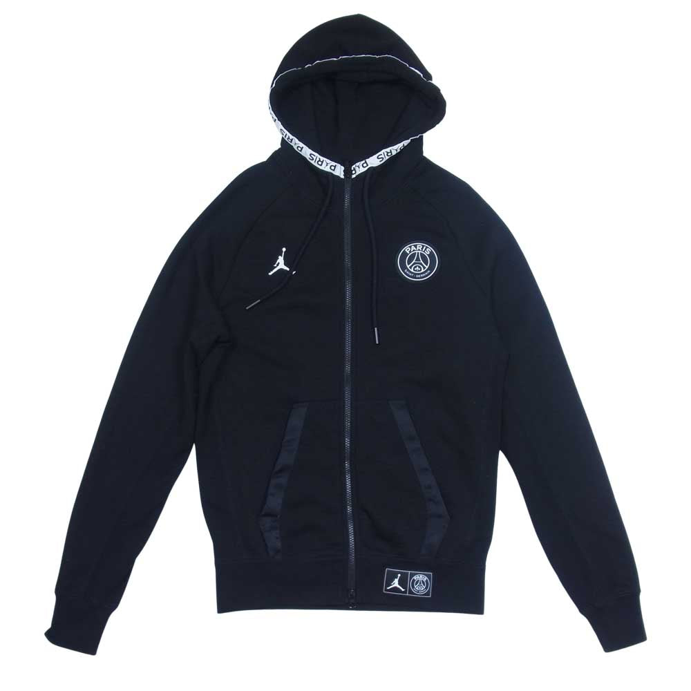 NIKE ナイキ BQ8346-010 Jordan ジョーダン × Paris Saint-Germain PSG パリサンジェルマン ブラックキャット フルジップ フリース パーカー ブラック系 S【中古】