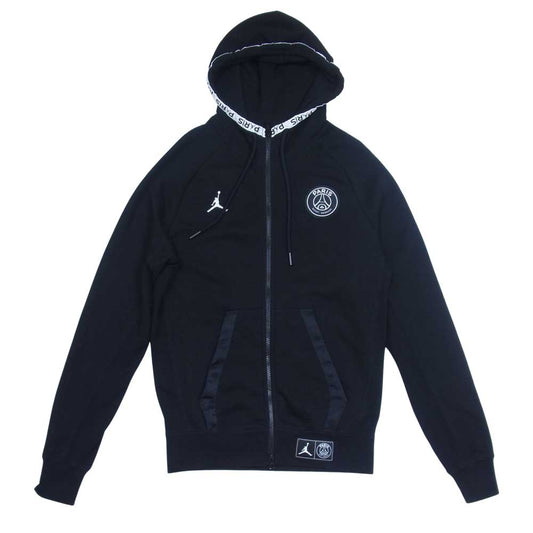 NIKE ナイキ BQ8346-010 Jordan ジョーダン × Paris Saint-Germain PSG パリサンジェルマン ブラックキャット フルジップ フリース パーカー ブラック系 S【中古】