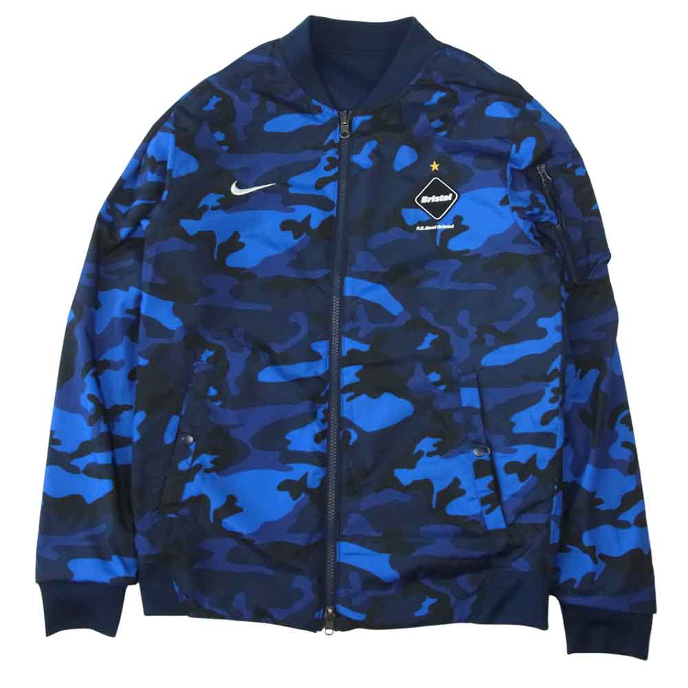 F.C.R.B. エフシーアールビー 823118-450 × NIKE ナイキ WARM UP JACKET リバーシブル ウォームアップ ブルゾン ジャケット ネイビー系 S【中古】