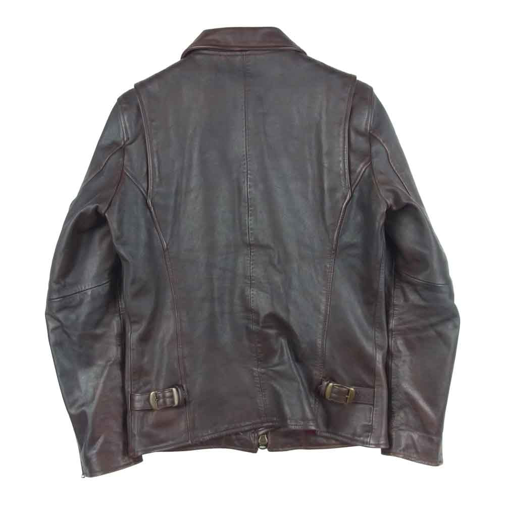 フリーズショップ 裏地チェックネル ホースハイド レザー シングル ライダース ジャケット ダークブラウン系 S【中古】