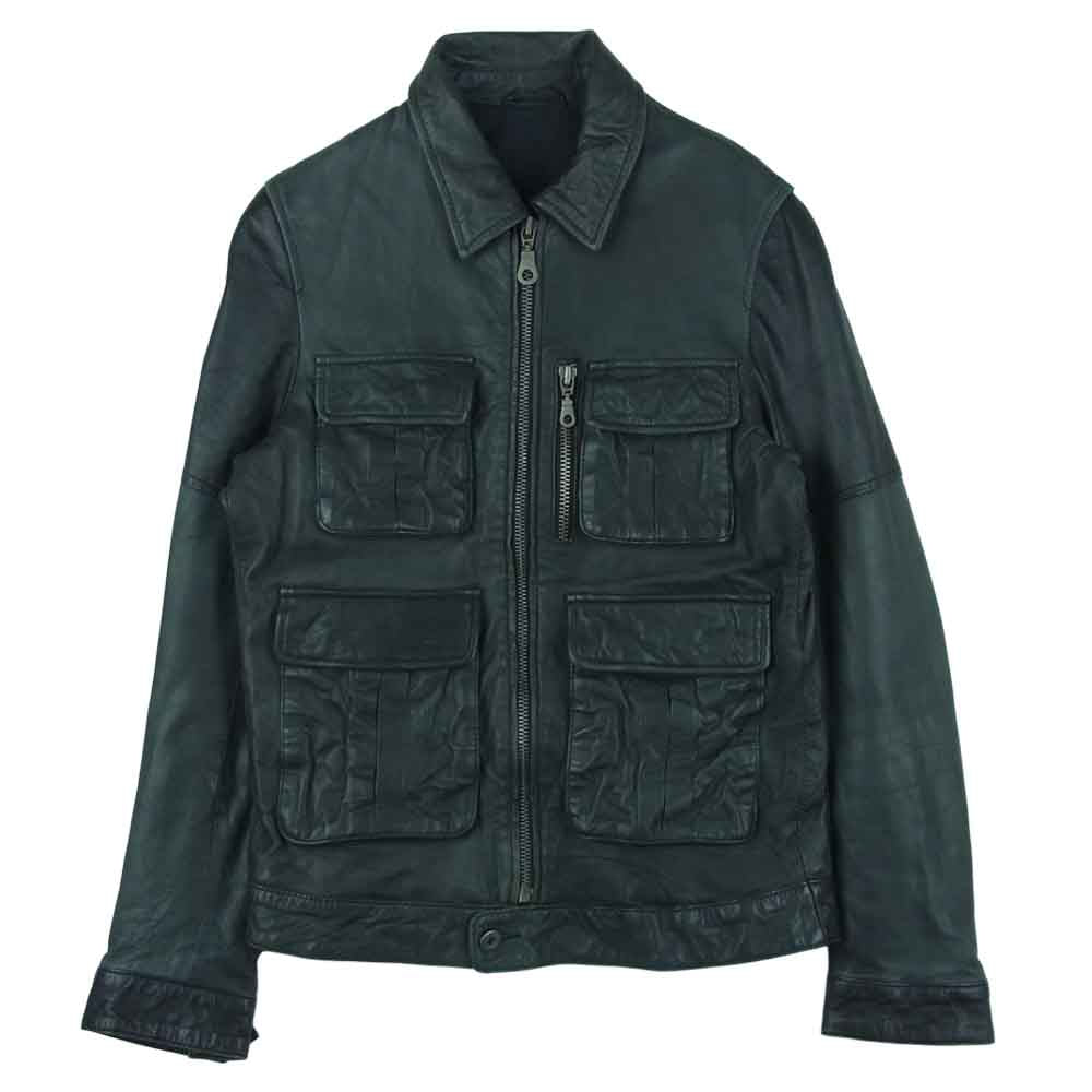 Acoustic アコースティック シープレザー シングル ライダース ジャケット ブラック系 S【中古】