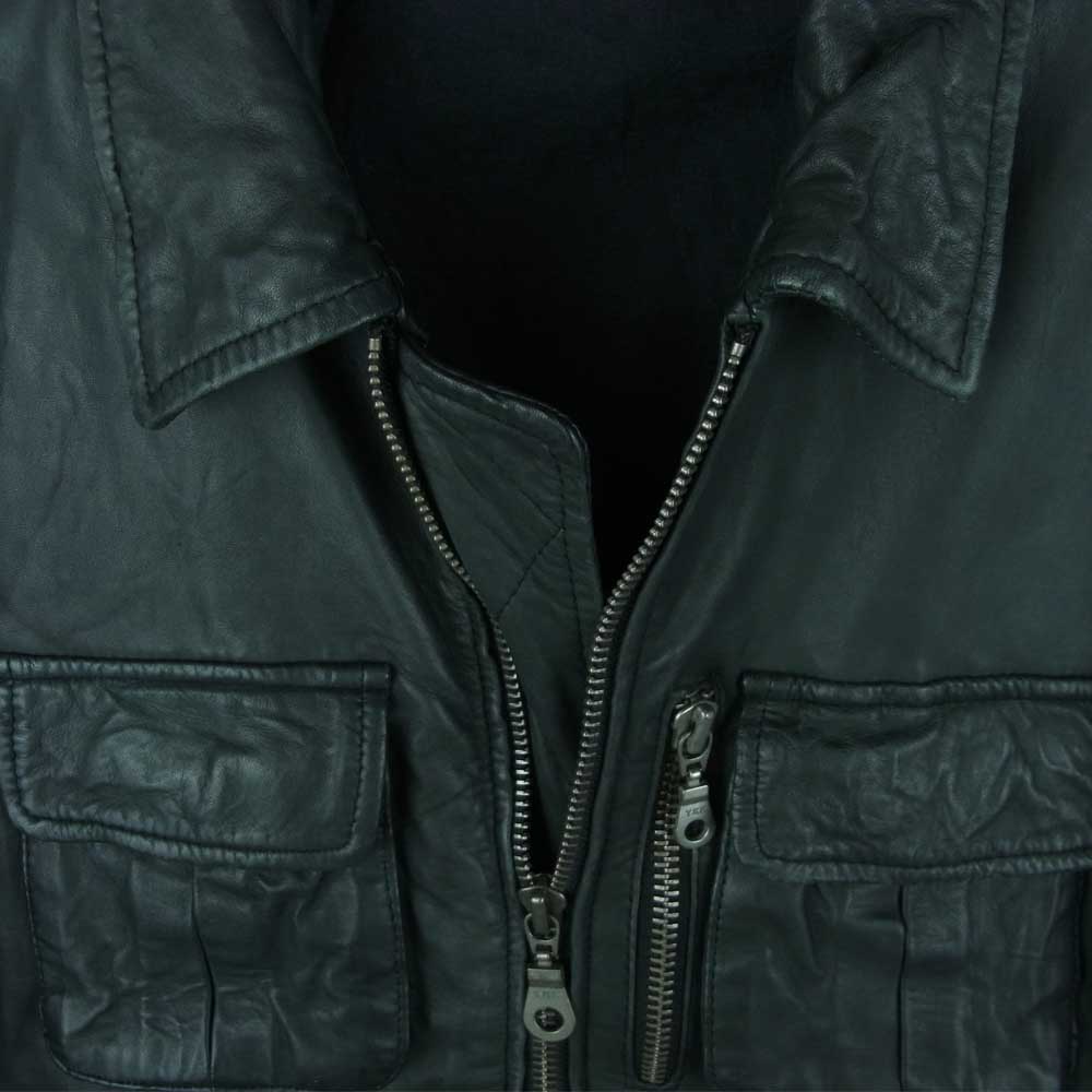 Acoustic アコースティック シープレザー シングル ライダース ジャケット ブラック系 S【中古】