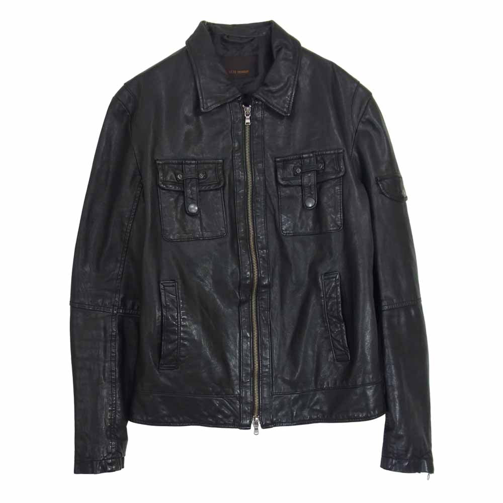 TETE HOMME テットオム シープレザー シングル ライダース ジャケット ブラック系 5【中古】
