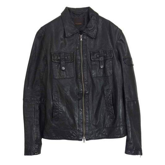 TETE HOMME テットオム シープレザー シングル ライダース ジャケット ブラック系 5【中古】