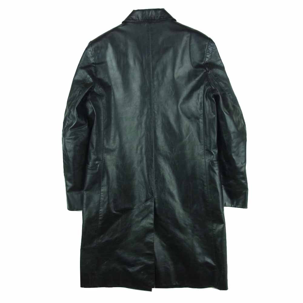 A.P.C. アーペーセー オールド カウレザー チェスター コート 牛革 フランス製 ブラック系 S【中古】