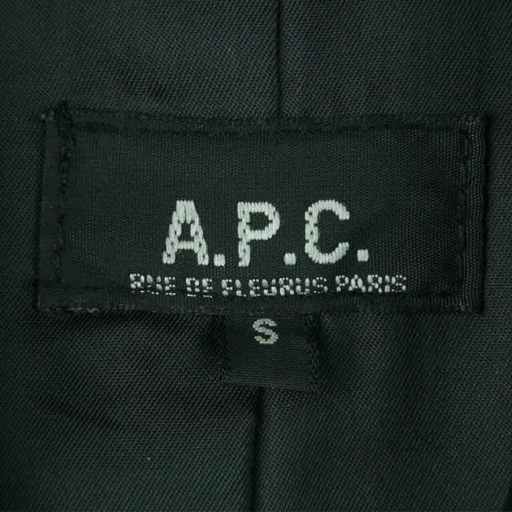 A.P.C. アーペーセー オールド カウレザー チェスター コート 牛革 フランス製 ブラック系 S【中古】
